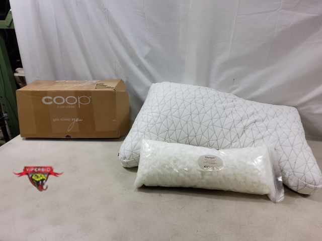 Lot 7-130570 - Coop The original crescent pillow with adjustable cross-cut memory foam and microfiber pillow. Queen...