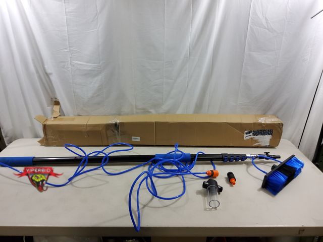 Lot 7-123685 - Telescoping water fed solar panel cleaning pole kit.