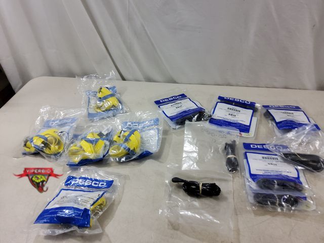 Lot 7-134159 - New! (8) Desco 09818 10 ft.Cord, ground, floor 10MM socket w resistor and (5) Desco 17273 Fott gound...