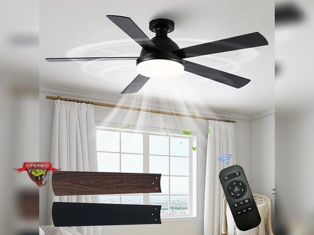 Lot 7-134410 - Elevarawood 52" 5-Blade ceiling fan with light and remote.