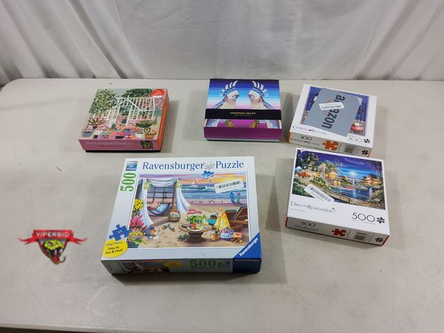 Lot 7-123572 - (4) Assorted 500-Piece puzzles and (1) 300-Piece puzzle. All complete.