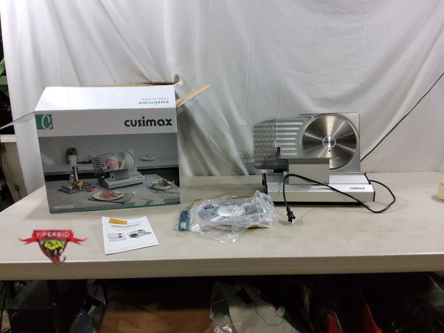 Lot 7-132964 - Cusimax food slicer. CMFS-2201. Tested to power on - blade moves.