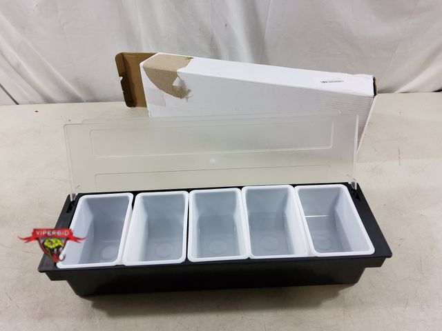 Lot 7-135659 - Plastic 5-Compartment condiment tray with lid. 19-3/8"L