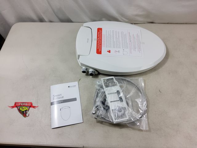 Lot 7-131486 - Brondell Swash non-electric bidet toilet seat. Model S102-EW. Elongated-White.