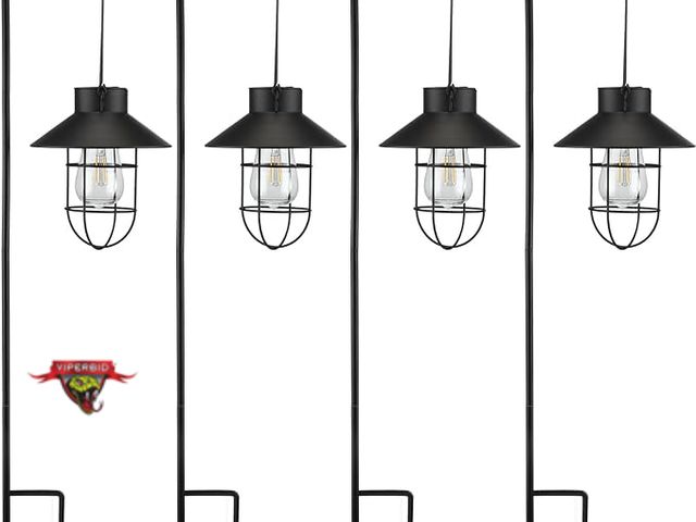 Lot 7-133005 - Retisee 4 Pack - 31 Inch Hanging Solar Light Outdoor with Shepherd Hook. Bulbs included.