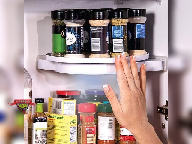 Lot 7-132992 - New! 2 boxes of 2 - Instahang rotating shelves with lights, and hooks. Instant shelf with gripology ...