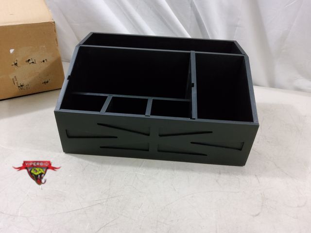 Lot 7-132469 - Black wood box organizer. Great for coffee bars, teas, vanities and more! 13" x9-1/4" X 6"H.