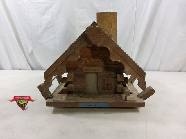 Lot 7-123819 - Wood Bird feeder. 18" X 11" X 15"H.  Leave as is for natural look or would be a gret DIY project.  C...