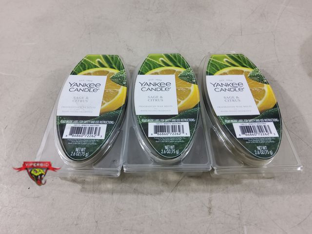 Lot 7-135695 - (3) Packages of Yankee Candle sage &amp; Citrus fragranced wax melts. 2.6 oz. each.