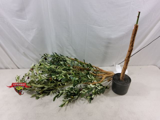 Lot 7-133322 - Bellacat 7 ft. Potted artificial olive tree.