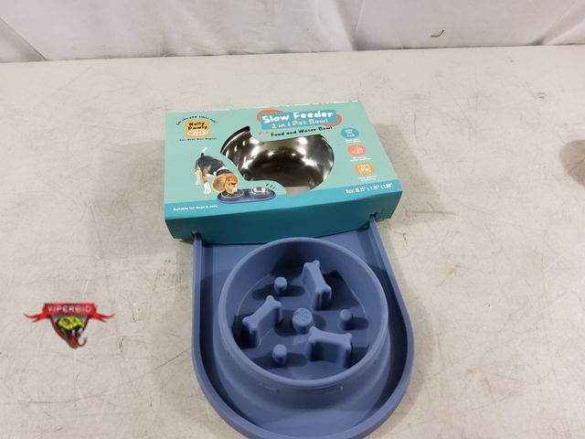 Lot 7-133683 - New! Rolly Pawly Pet slow feeder 2-in-1 pet bowl. Food and water bowl.  15.15" X 7.75" X 1.89".