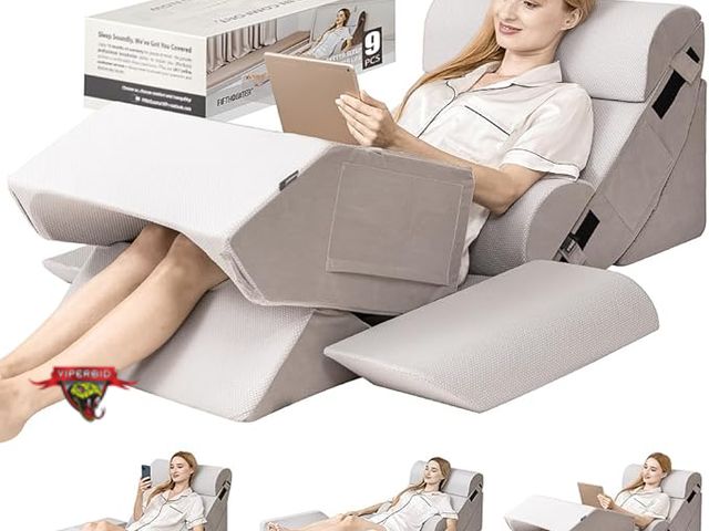 Lot 7-130145 - New! Fifthquater 9PCS Orthopedic Bed Wedge Pillow Set.