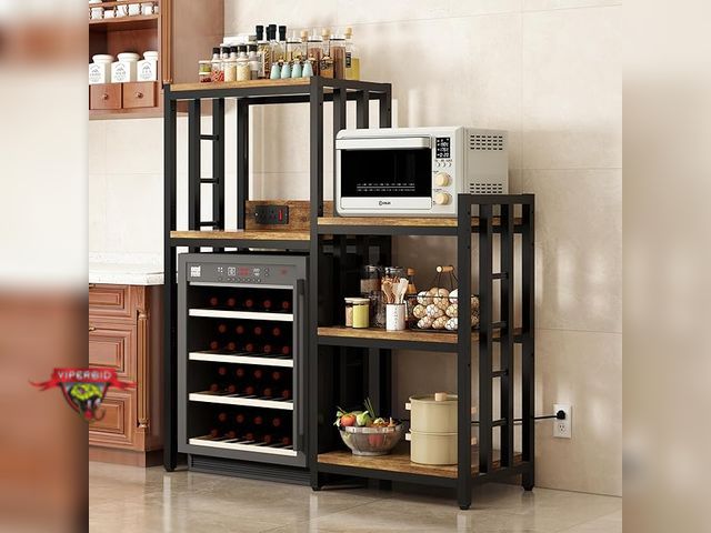 Lot 7-123320 - Mini Quexing Kitchen Baker's Rack with Power Outlet. 15.7"D x 37"W x 51"H.