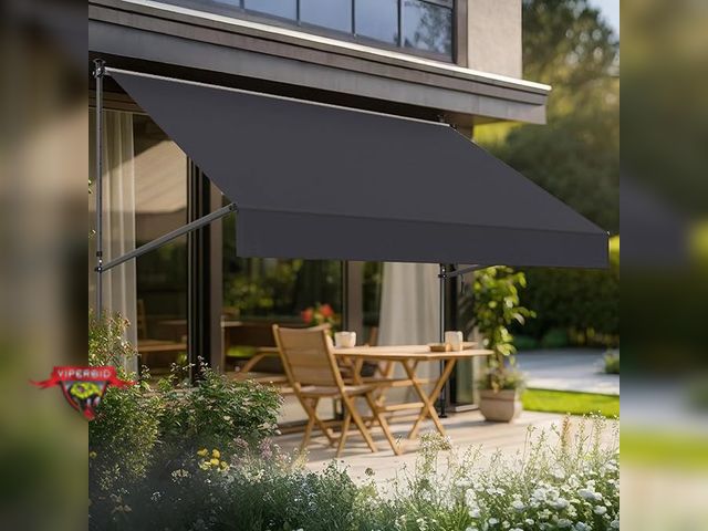 Lot 7-131348 - New! Grandekor Manual Retractable Awning,138"W x 118"H. Grey.