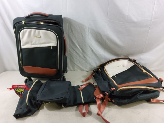 Lot 7-133986 - LOVEVOOK 5 Pcs Carry On Luggage set.  22x14x9 Luggage. 18" X 14" X 8" Backpack. 3 bonus storage bags...