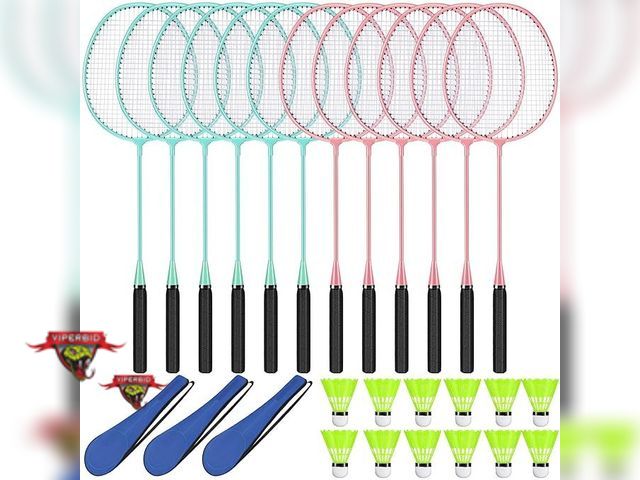 Lot 7-131081 - New! Chitidr 12 Pack Badminton Rackets Set Including Rackets, Nylon Shuttlecocks and Carry Bag.