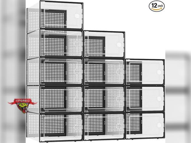 Lot 7-133815 - 12-Pack Kuject Shoe Storage Boxes. 14.37"D × 10.83" W × 6.85"H each.