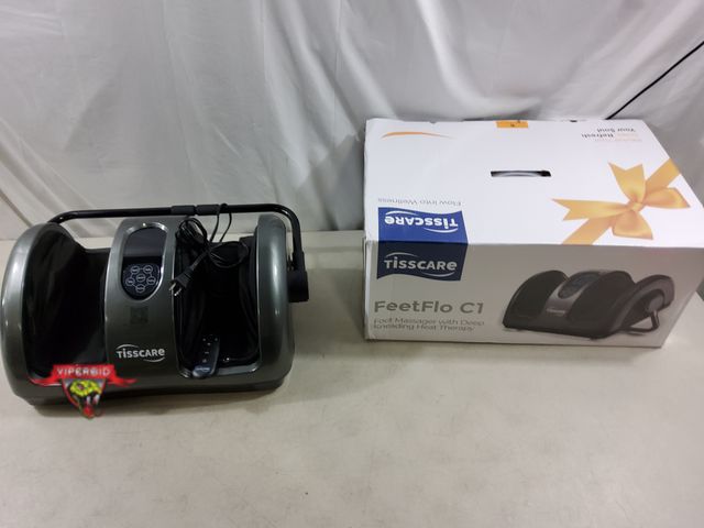 Lot 7-134443 - Tisscare Feetflo C1 foot massager with deep kneading heat therapy and remote. Tested to power on.