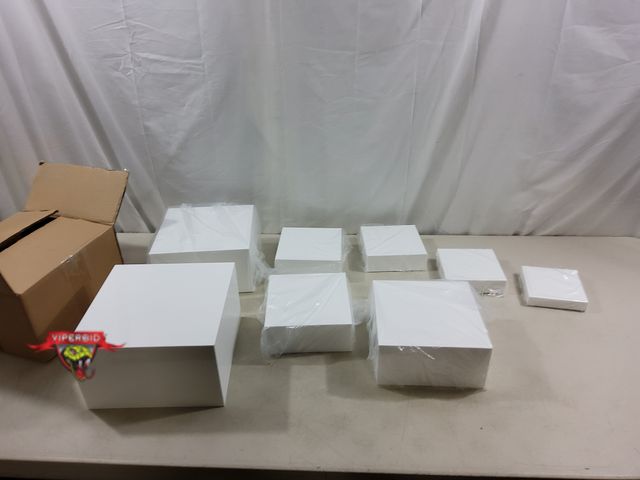 Lot 7-123539 - 8-Piece buffet food risers. 5", 5.5", 6", 6.5", 7", 8", 9" &amp; 10".