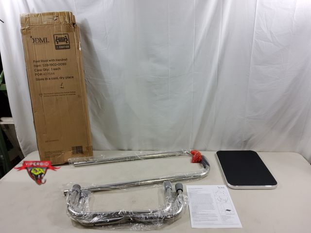 Lot 7-123658 - DMI Foot stool with handrail. 17.3"D x 12.3"W x 34"H.