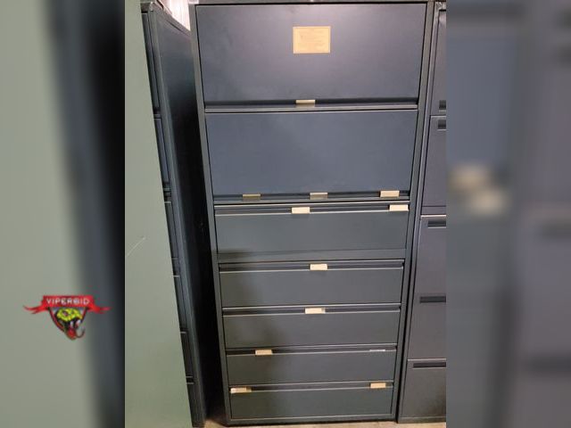 Lot 7-123814 - 7-Drawer metal file cabinet - Top (2) drawers have lift up door. Dimensions:  36"W X 18"D X 80-3/4"H...