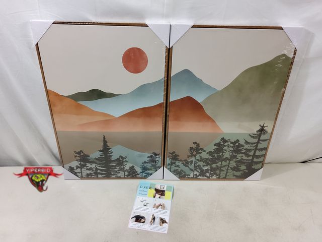 Lot 7-131238 - (2) Wood Framed Canvas Wall Art. (16" x 24")