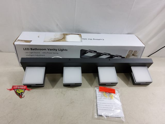 Lot 7-133659 - 4-Light 28"  led vanity light. Model 9553-4T-BK. 120-277V. Power: 32W. Color: 6000K.