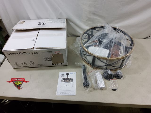 Lot 7-130987 - Shluce Downrod Ceiling Fan with Lights and Remote. (18.5" dia)