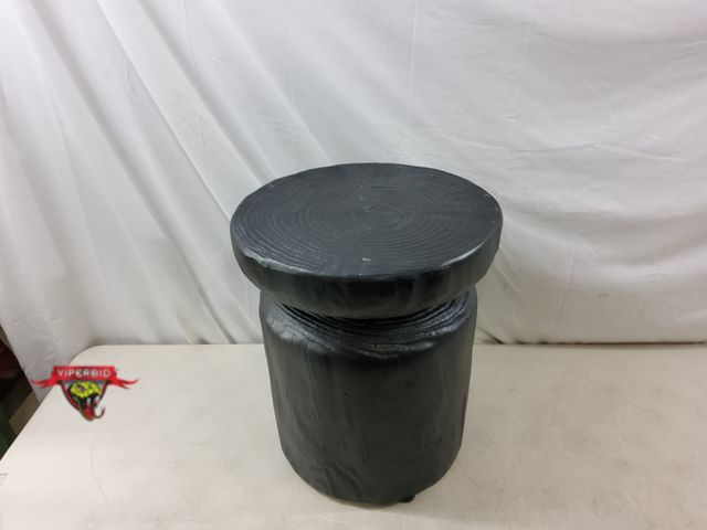 Lot 7-132896 - Retail value $85! Weather resistant Wooden Stump Patio Accent Table Black. Magnesium oxide frame and...
