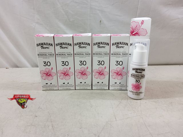 Lot 7-132953 - Retail value $12.99 each! New! (6) Hawaiian Tropic sunscreen lotion mineral face sking nourishing ti...