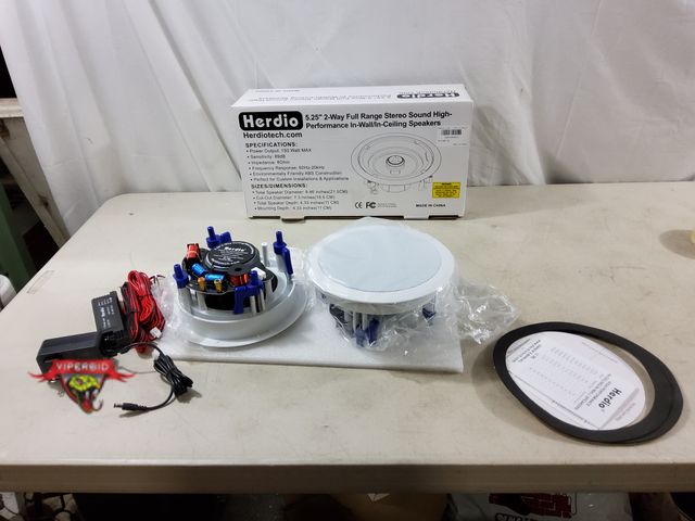 Lot 7-133792 - Herdio 5.25" 2-Way full range stereo sound high-performance in-wall / in-zceiling speakers. 89dB. 15...