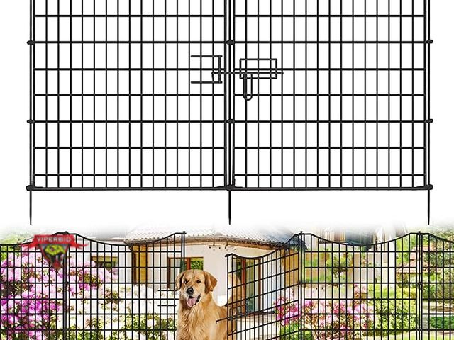 Lot 7-130927 - Retail value $169! Nanyezh 18 Panels No Dig Decorative Fence with Gate, 33 in(H) X 40.5 ft(L) Tall G...