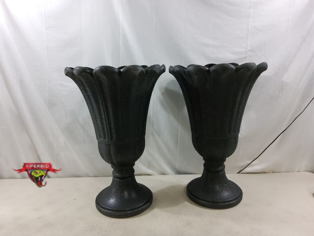 Lot 7-132959 - Set of 2 - 24"H golden black petal outdoor planters.