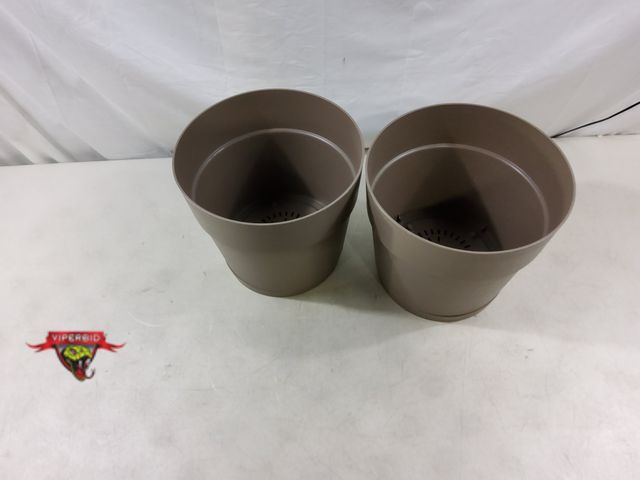 Lot 7-130850 - New! (2) Deroma 100% Recycled planters. 11.4" Top dia. 10-1/4"H.