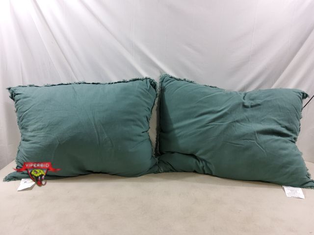 Lot 7-132810 - Retail value $59 each! (2) King Euro Heavyweight Linen Blend Decorative Throw Pillow. 26" X 34".