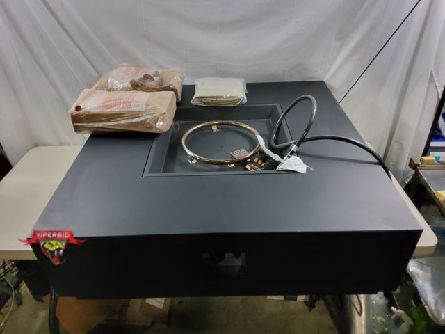 Lot 7-132921 - Wellington Outdoor Iron 39" X 14"H. Square Fire Pit Only with cover, regulator for propane tank  and...