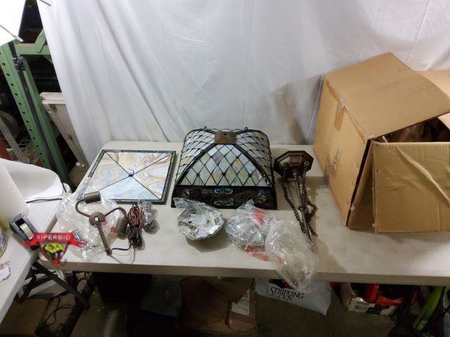 Lot 7-133919 - Kichler Tiffany Collection 3-Light  pendant light. 60W. Shade is 17" X 17" X 9".