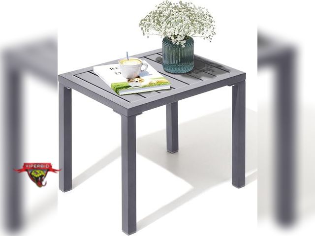 Lot 7-130693 - Light weight aluminum patio Side table (13.7" x 18" x 15.7")