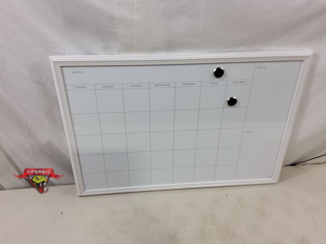Lot 7-130372 - 230" X 30" White Frame monthly dry erase magnetic board.