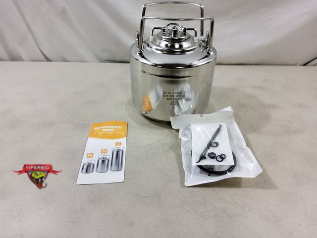 Lot 7-130024 - MRbrew 1.6 Gallon Ball Lock Keg. Stainless Steel Beer Keg with Ball Lock Keg Fittings &amp; Gasket S...