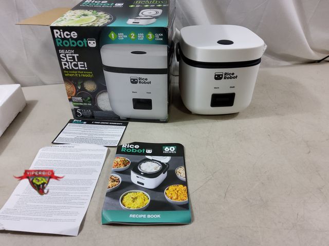 Lot 7-132606 - Looks new! Rice Robot rice cooker. Makes up to 4.5 cups of cooked food