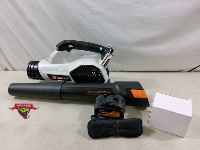 Lot 7-132644 - Sihuird 21V cordless leaf blower with 2 batteries, charger and strap. Tested to power on - blows.