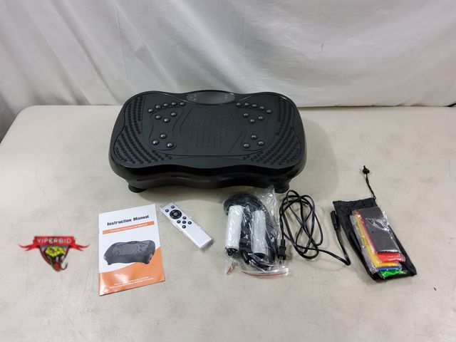 Lot 7-131014 - Vibration Plate Exercise Machine with Remote (2 AAA Batteries Required) and Resistance Bands. Tested
