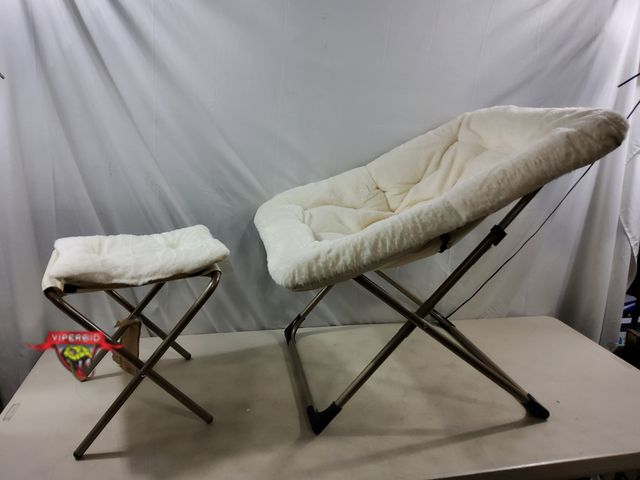 Lot 7-132763 - Youtanic faux fur chair with ottoman. 32.2"D x 27.5"W x 33"H