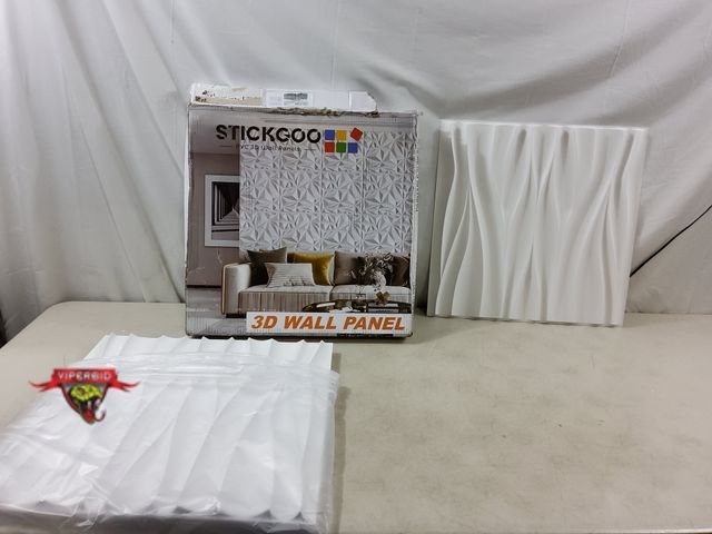 Lot 7-133233 - Box of 12 - StickGoo PVC 3D wall panels. 19.7" X 19.7".  12 pieces = 32.4 sq. ft.