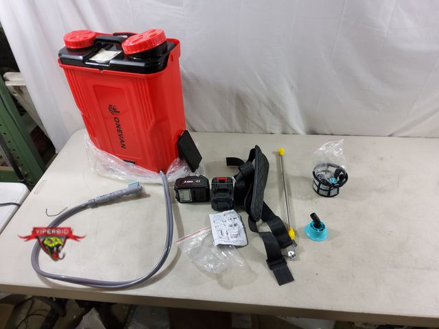 Lot 7-133587 - OneVan 18V Cordless backpack sprayer with 2 batteries. NO Charger.