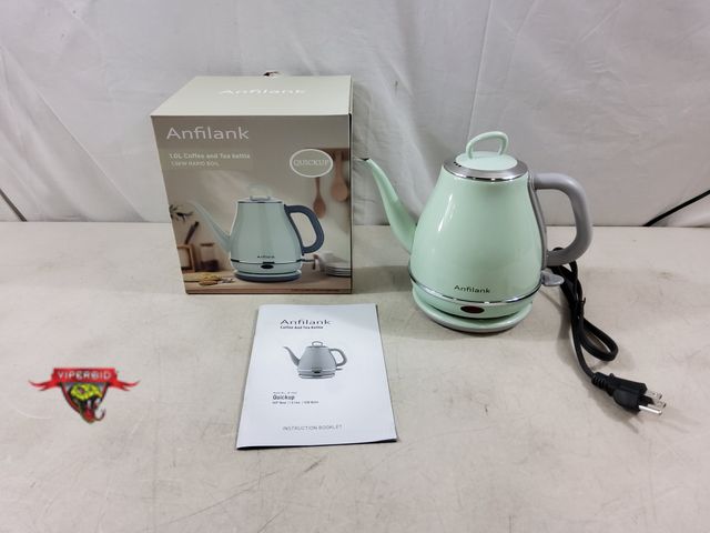 Lot 7-134339 - Anfilank Electric Gooseneck Kettle, 1L 1500WFast Boil, 100% Stainless Steel BPA Free Pour-Over Coffe...