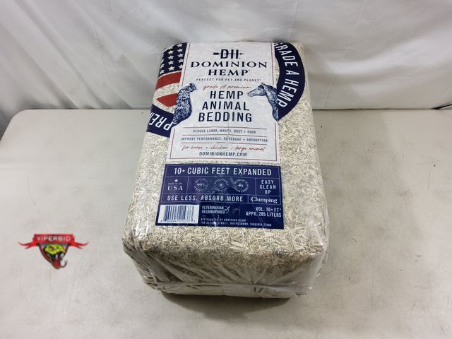 Lot 7-130846 - New! Dominion Hemp grade A premium hemp animal bedding. 10+ Cubic feet expanded. Approx. 285 liters.