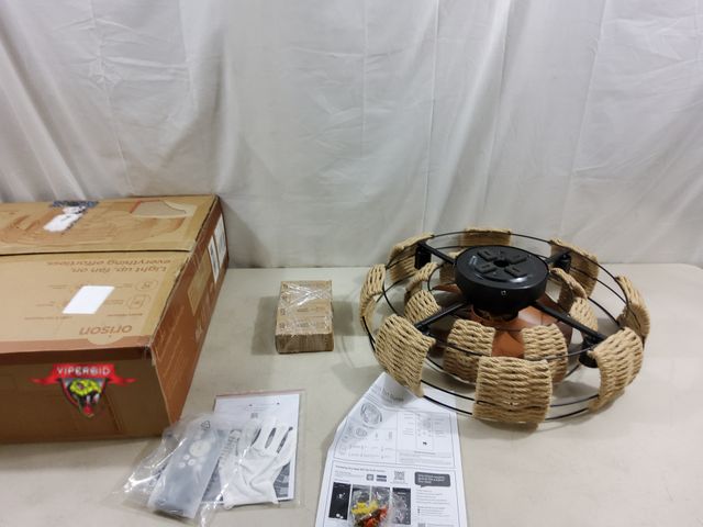 Lot 7-123660 - Orison 22" caged ceiling fan with light and remote.