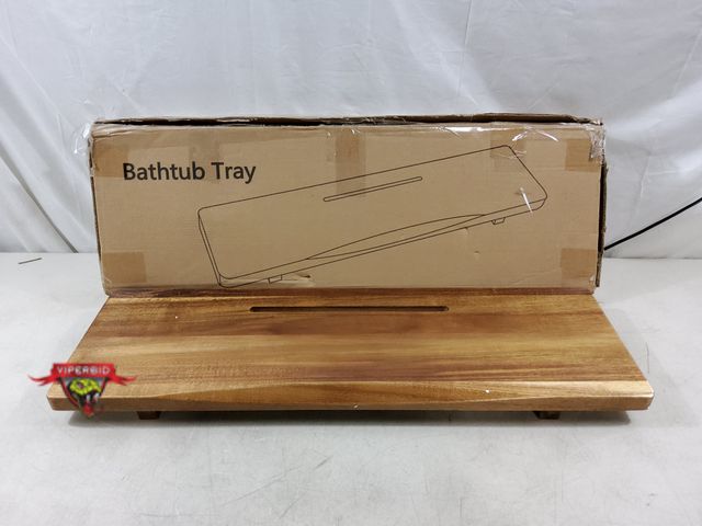 Lot 7-134144 - Acacia Wood bathtub tray. 29.5" X 9"W X 2.4"H.